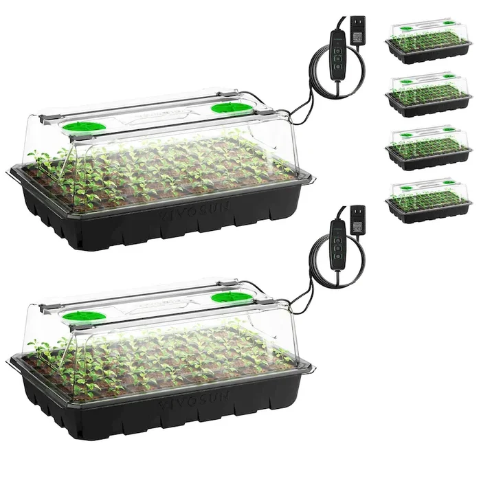 6-Pack Seed Starter Trays, 240-Cell Seed Starter Kit with 2 Set of LED Lights