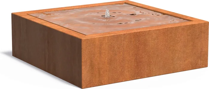 ADEZZ Wassertisch Quadratisch aus Corten Stahl, 120 x 120 x 40 cm