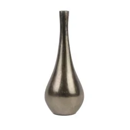 Aluminium-Flaschenvase, Antik-Nickel, 33 cm