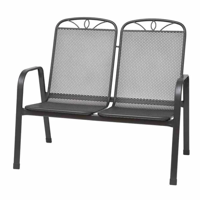 Bank „Elda Plus“ 2-Sitzer, Streckmetall, eisengrau
