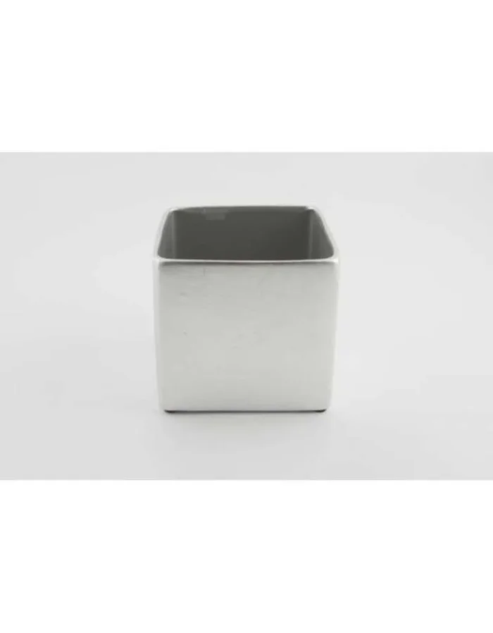 Basic Matt Cube Übertopf 14 cm Silber