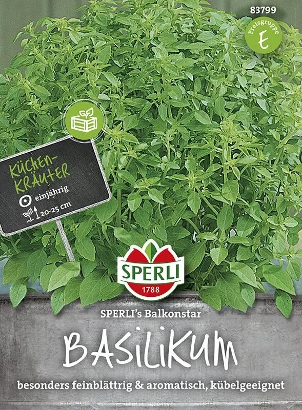 Basilikum SPERLING`s Balkonstar | sehr beliebtes Würz- u Heilkraut | kleinblättrige Sorte