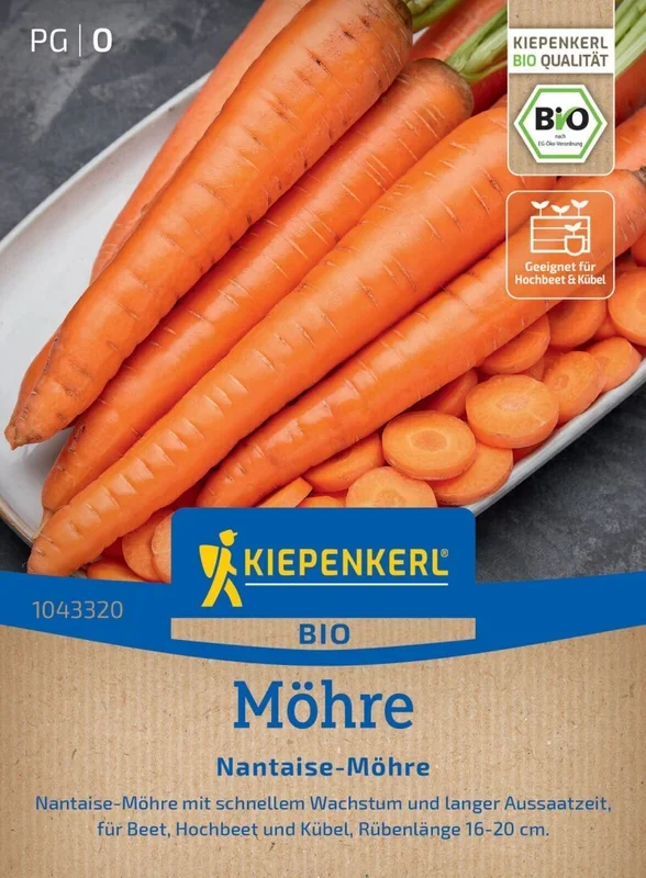 BIO Möhre Nantaise-Möhre, F1, schnelle im Wachstum – lange Aussaatzeit – Beet, Hochbeet und Kübel