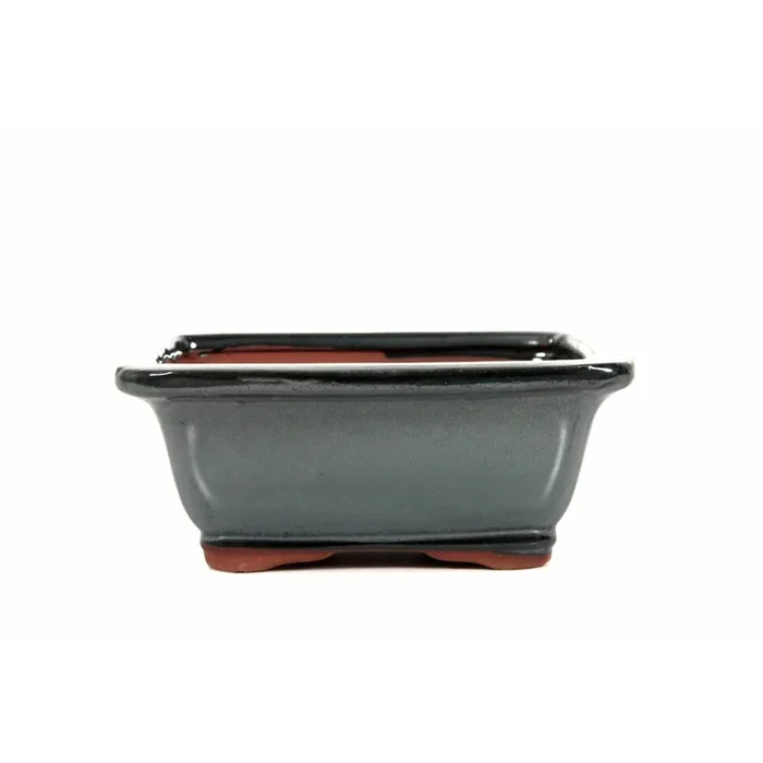 Bonsaischale 16.5×13.5×7 cm glasiert eckig Farbe: blaugrün