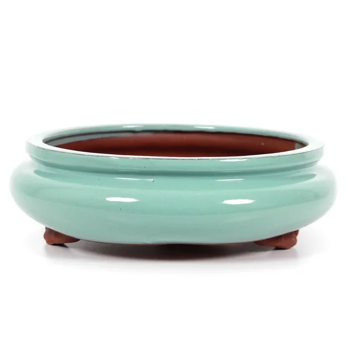 Bonsaischale 33x33x10 cm rund glasiert Farbe: mint