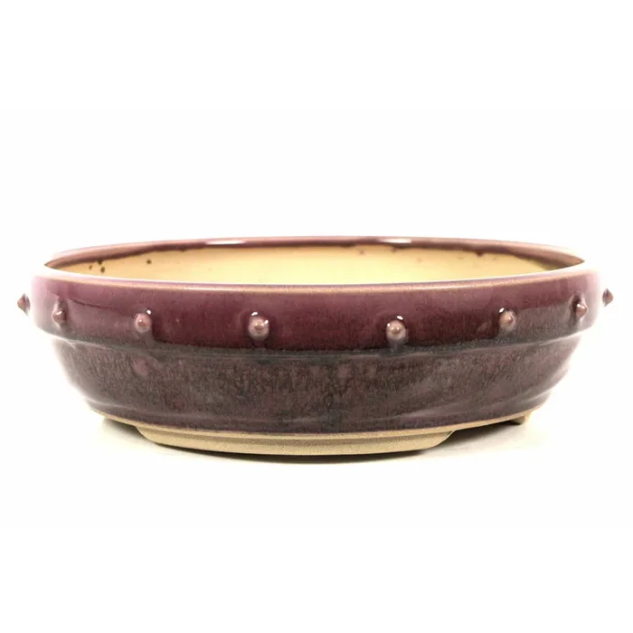 Yixing-Bonsaischale 20x17x6 cm handgemacht antik-grau oval unglasiert frostfest