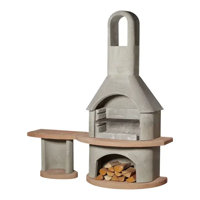 Buschbeck Grillkamin ‚Carmen‘ mit Tisch, grau/terrakotta, Höhe ca. 203 cm