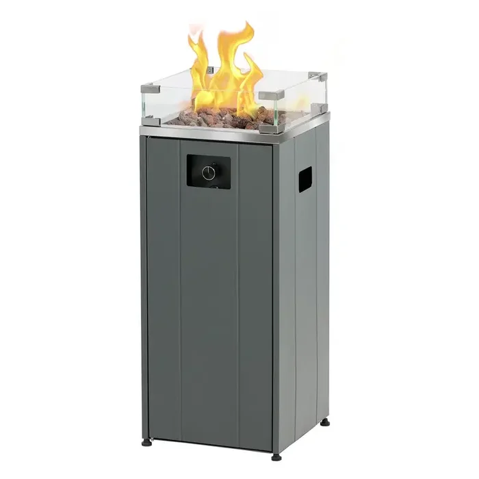 Buschbeck Loungefeuer ‚Malta‘, grau, Edelstahl, ca. 38 x 38 x H91 cm