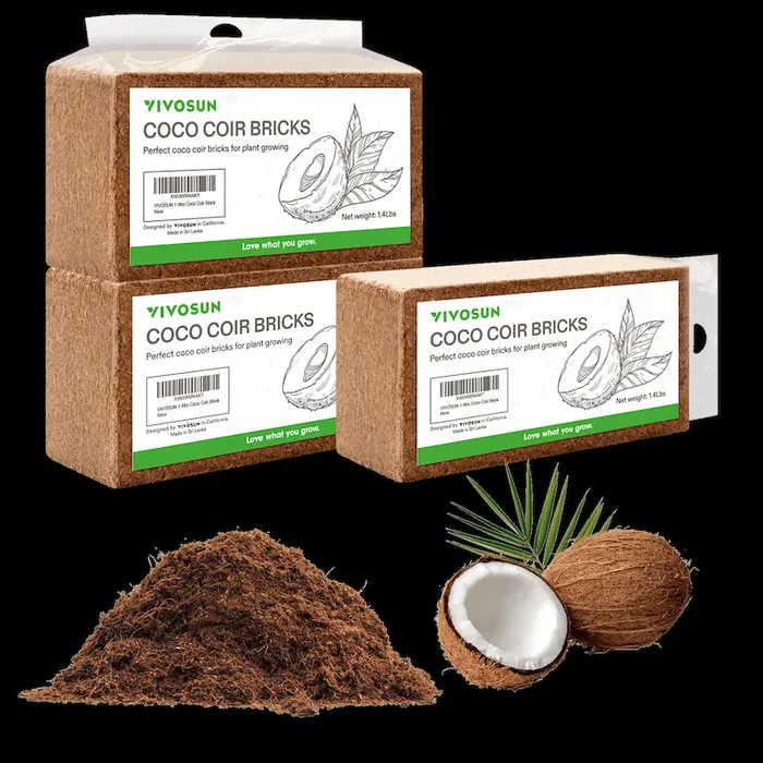 Coco Coir Brick, 1.4lbs 100% Natural Organic Compressed Coconut Coir Fiber with Low EC 3 Pack