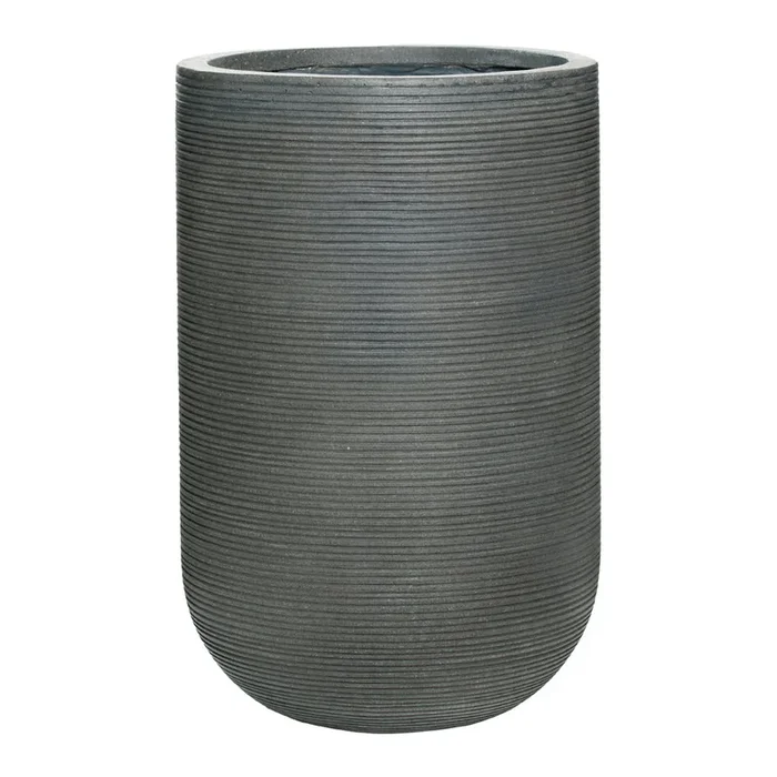 Cody Ridged Tall Planter – Dark Grey
