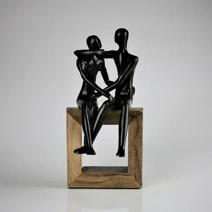 Dekofigur ‚Liebespaar‘, silber, Höhe ca. 27 cm