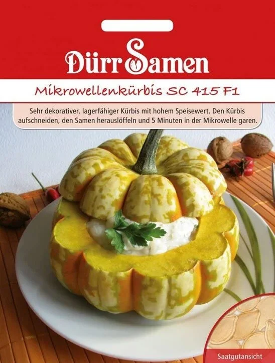Dürr Mikrowellenkürbis SC 415 F1, sehr dekorative und lagerfähige Sorte mit hohem Speisewert