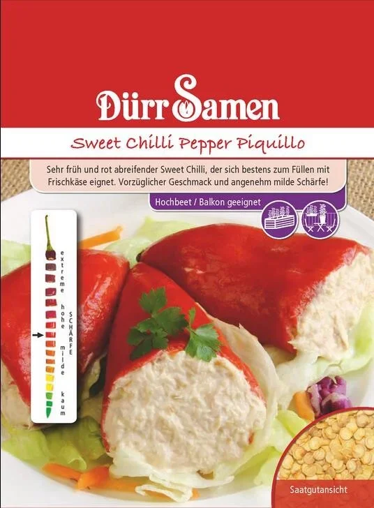 Dürr Sweet Chili Peper Piquillo (Paprika/ Pepperoni) Geschmack: angenehm milde Schärfe