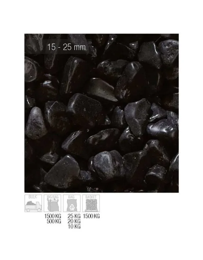 Ebenholz schwarze Kieselsteine 15-25 mm