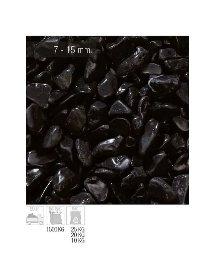 Ebenholz schwarze Kieselsteine 7-15 mm