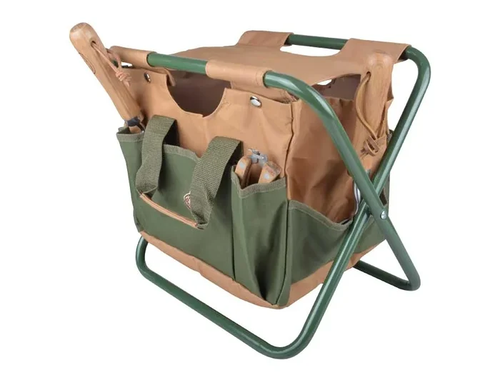 Faltbarer Hocker mit abnehmbarer Gartengerätetasche – Gärtnern im Sitzen