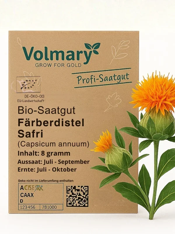 Färberdistel Safri, Bio-Samen, Kräftig wachsend, orange Blüten, attraktive Schnittblume
