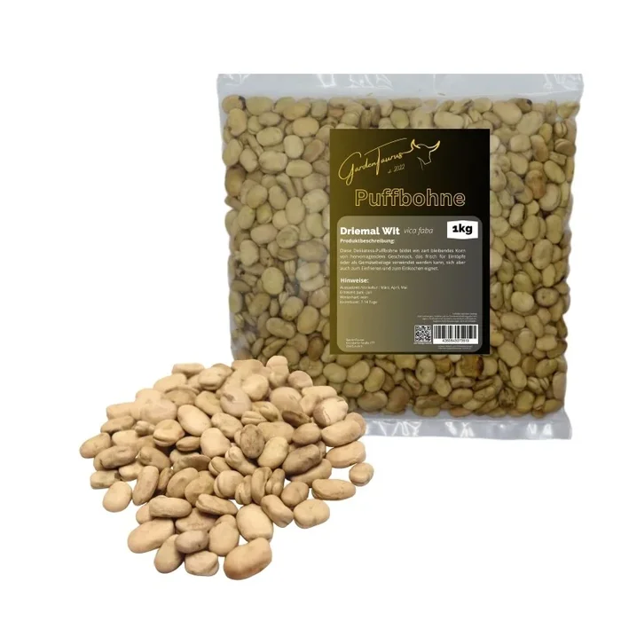 GardenTaurus® Puffbohnen (Große Bohne) „Driemal Wit“, Inhalt 1kg