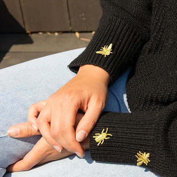 Gouden Geborduurde Broches – 3 kleine insecten