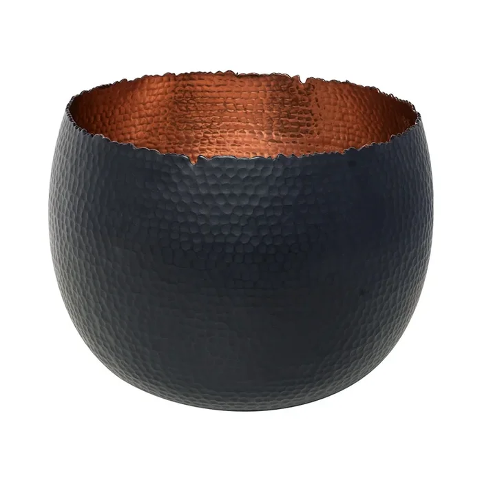 Hammered Bowl – Black with Copper