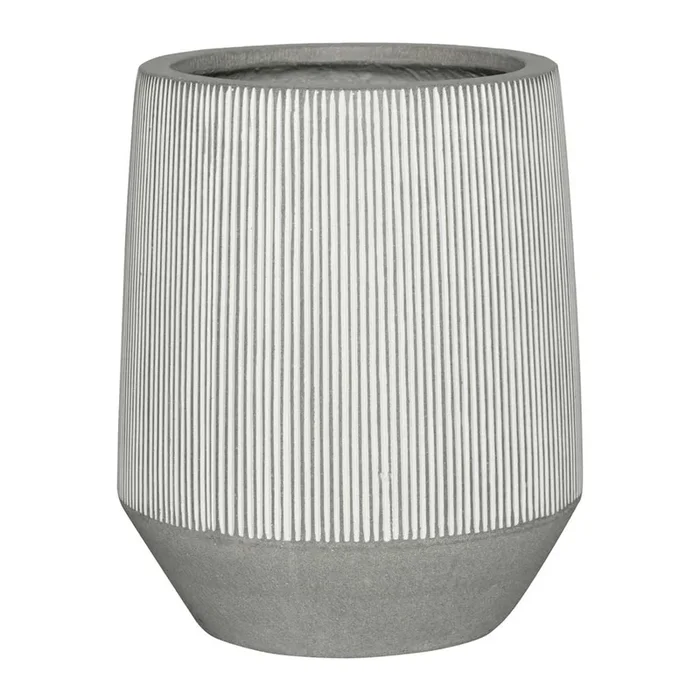 Harith High Ridged Plant Pot – White Stripe