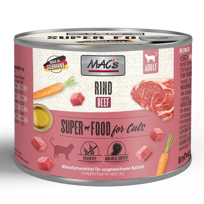 Katzennassfutter MAC’s Cat Dose, Rind, 200 g