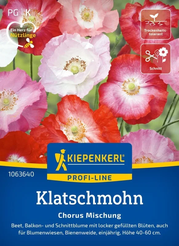 Klatschmohn Chorus Mischung, Beet-, Balkon- u Schnittblume – für Blumenwiese und Bienenweide