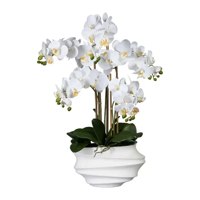 Künstliche Orchidee, Phalaenopsis, weiß, Höhe ca. 75 cm