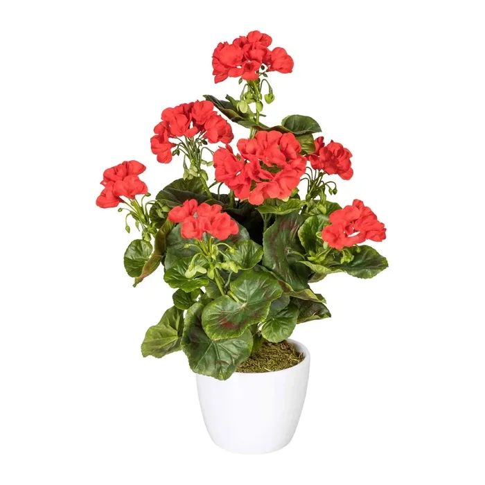 Künstlicher Geranienbusch, rot, Höhe ca. 40 cm