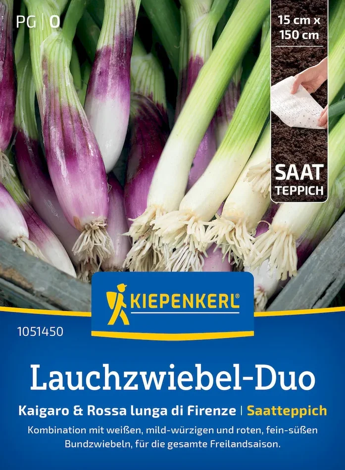 Lauchzwiebelnsamen-Duo Kaigaro,Rossa Lunga di Firenze, Saatteppich