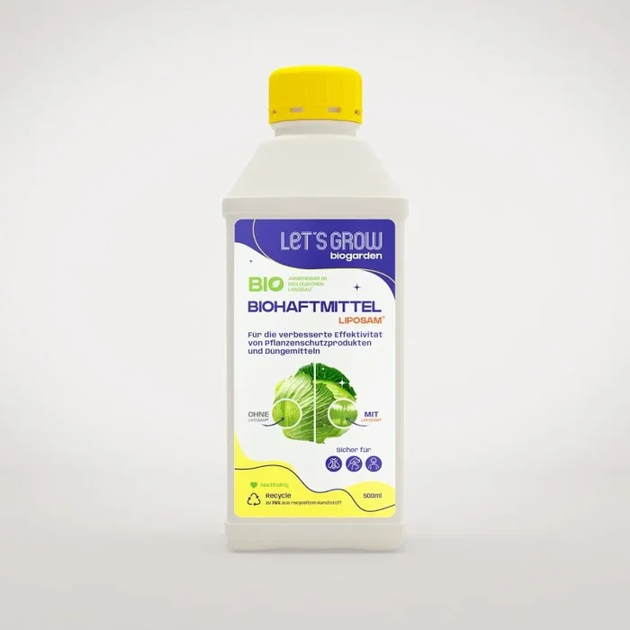Lets Grow Bio Biohaftmittel Liposam® 500 ml, Biologisches Haft- und Netzmittel, fixiert Wirkstoffe, verhindert Abtropfen und schützt bis 30 Tage vor Regen