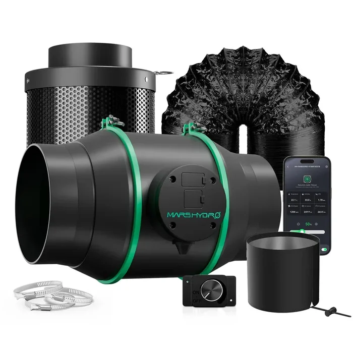 Mars Hydro iFresh 6″ Abluftset – EC Lüfter & Nachfüllbarer Carbonfilter, App-fähig