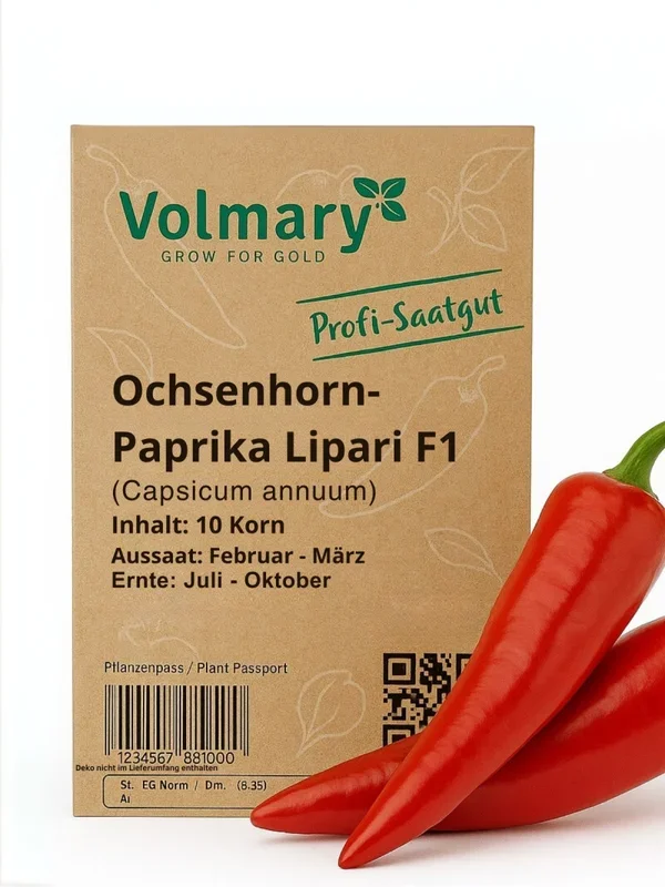 Ochsenhorn-Paprika Lipari, F1, Roter, zuckersüßer Spitzpaprika, sehr früh und ertragreich