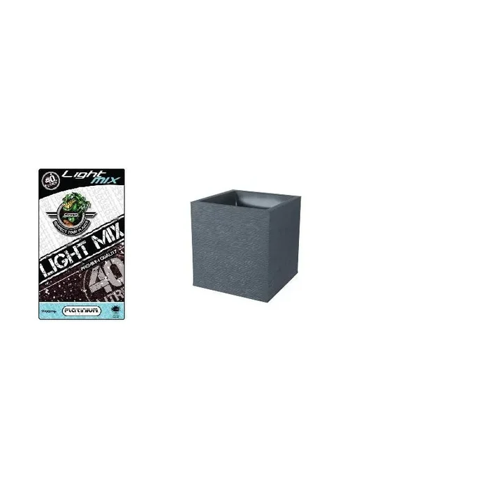 Pack – Quadratischer Topf Graphit Anthrazitgrau 31L + Substrat Platinium LightMIX