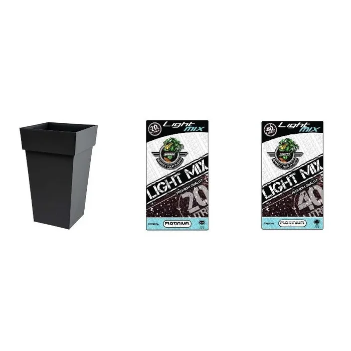 Pack – Topf EDA Toscane Anthrazit quadratisch 62L + Substrat Platinium LightMIX