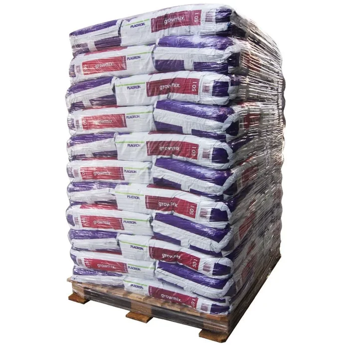 Palette mit 60 Grow-Mix-Erden 50L-Beutel Plagronperlite für Wachstum und Blüte