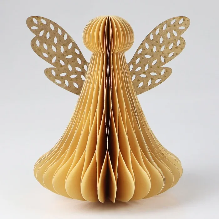 Papier-Engel, braun/gold, Ø13 x H20 cm