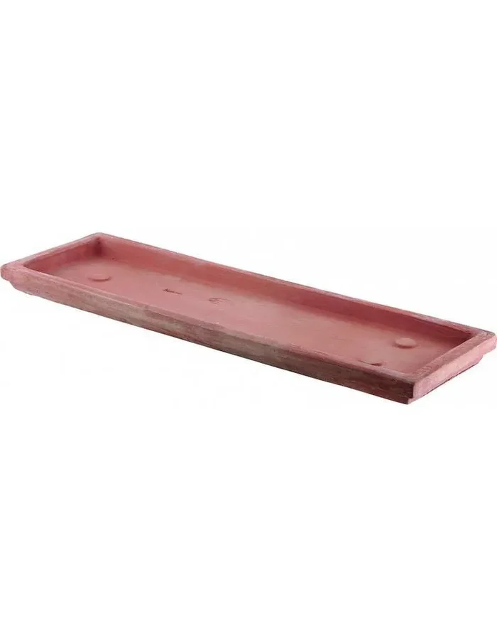 Rechteckige Untertasse aus natürlichem Terrakotta, 40 cm