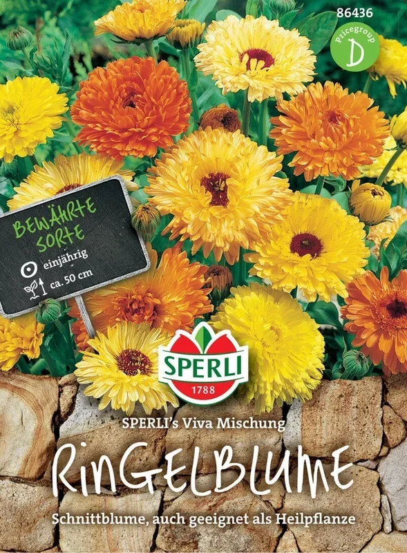 Ringelblume SPERI’s Viva Mischung, einjährige Gartenpflanzen, bestens geeignet für Mischkulturen