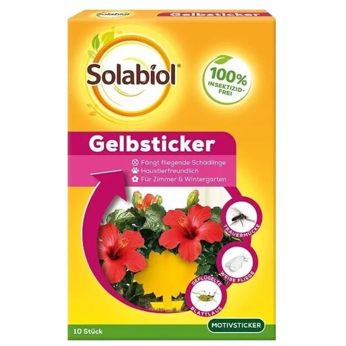 Solabiol Gelbsticker, insektizidfreie Leimfallen gegen Fliegende Schädlinge, 10 Stück Blumenmotiv
