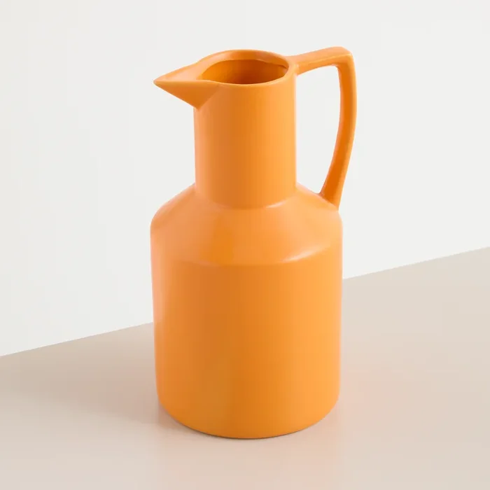 Steingut Vase Orange mit Henkel