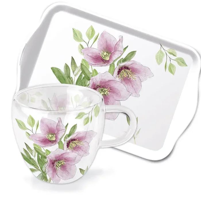 Teeglas- und Tablett-Set „Christrosen“ Bestellnummer 9009137