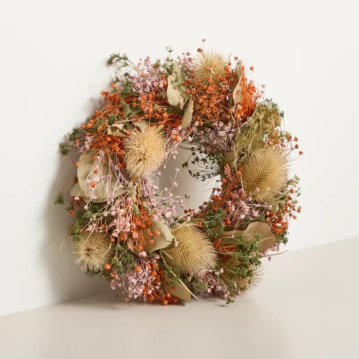 Trockenblumenkranz Eukalyptus Orange