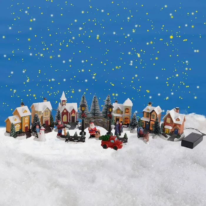 Weihnachtsdorf mit LED-Beleuchtung und Figuren Bestellnummer 9004007