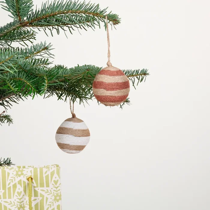 Weihnachtskugel Gestreift Braun Klein