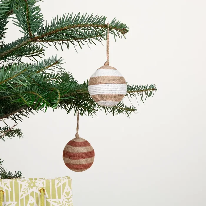 Weihnachtskugel Gestreift Natur Klein