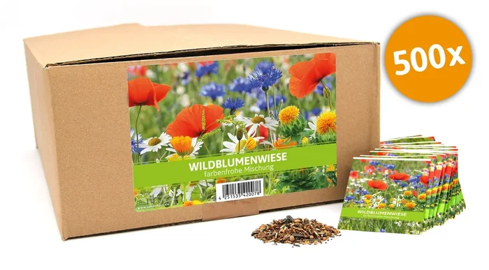 Wildblumenwiese farbenfrohe Mischung für Werbezwecke (500 Stück)