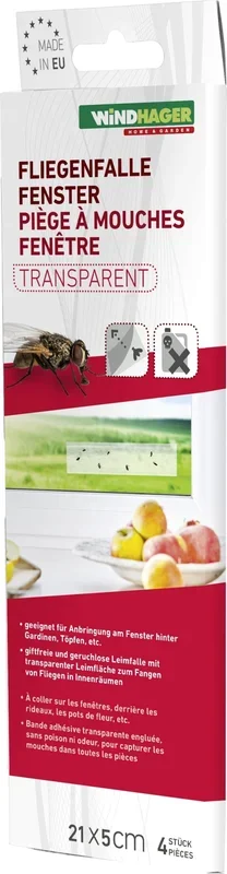 Windhager Fliegenfalle Fenster – Transparent, 4 Stück