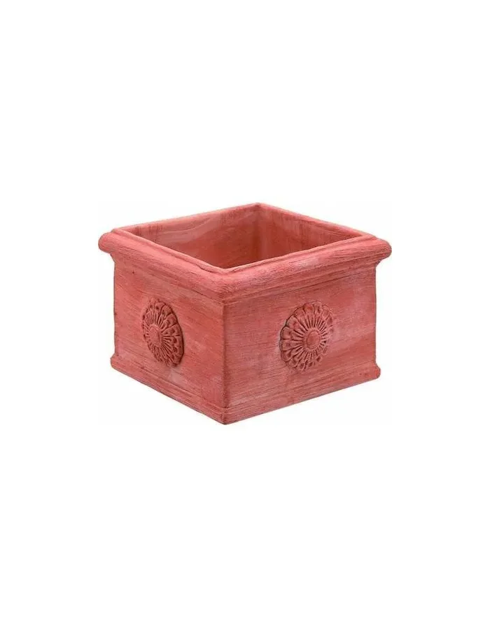 Würfel mit Rosette 16 cm Terrakotta