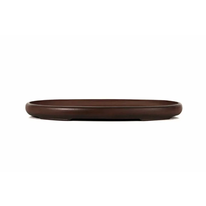 Yixing-Bonsaischale oval handgemacht frostfest antik-braun 47x31x4 cm